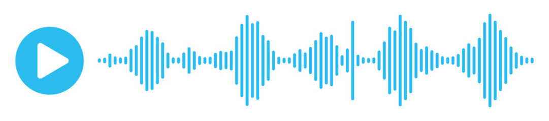 Audio voice recording icon, sound blue track or music playback © Vasyl Yurlov