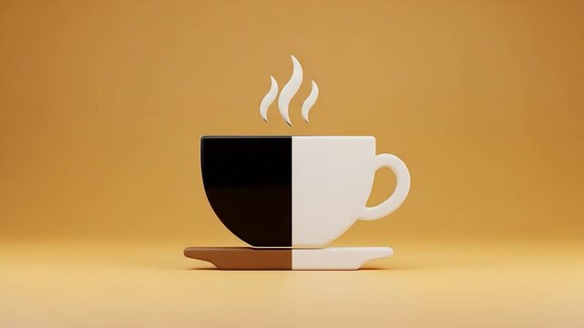 Coffee Cup Divided Black White.