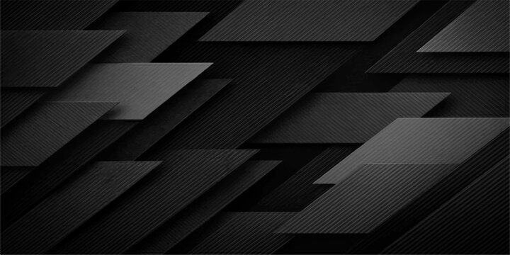 Futuristic 3d geometric pattern featuring abstract black and white shapes with dark square elements and light triangle textures for a seamless vector backdrop