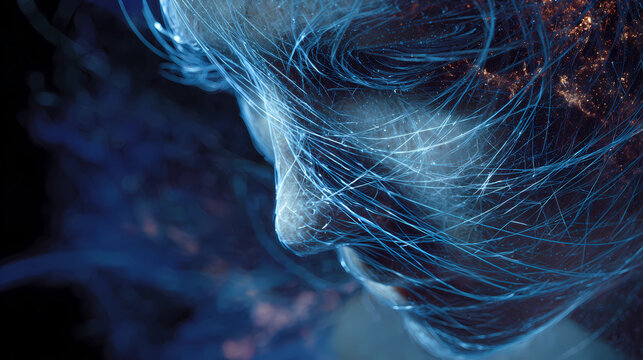 Abstract representation of a Bloch sphere with glowing lines in Blue Hour aesthetics, Generative AI illustrations.