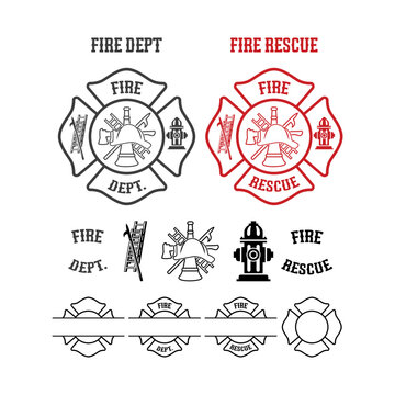 Fire department rescue emblem set vector