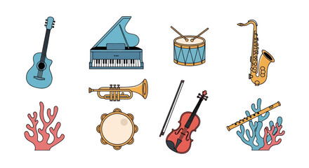 Musical instruments collection illustration © Jean