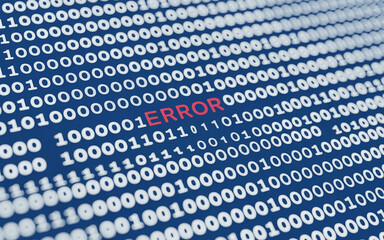 Red error text in binary code for system glitch concept