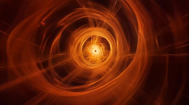 Abstract fiery vortex with swirling light and cosmic energy, a captivating visual representing interstellar travel and the unknown