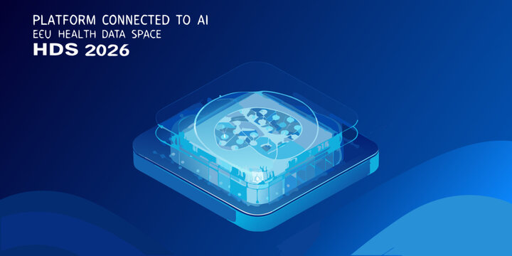Digital representation of health data infrastructure connected to artificial intelligence