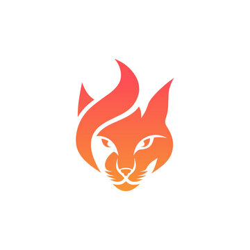 Fiery cat logo design