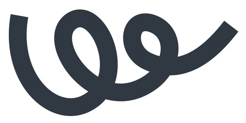 Abstract black color curved line. Doodle organic wavy ribbon. Dynamic line element