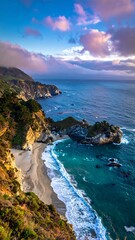 Obraz premium Dramatic coastal scene at sunset