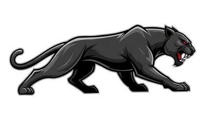 Fototapeta premium Black Panther Roaring Aggressively in a Powerful Pose.