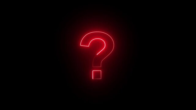 Animation of question mark with transparent background for video creation. Animated video of a question mark on dark  background.