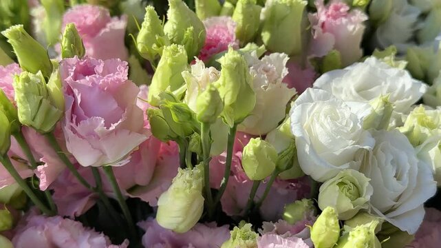 Bouquet of Lisianthus eustoma flowers.
