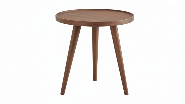 Mid Century Modern Round Side Table isolated on a transparent background