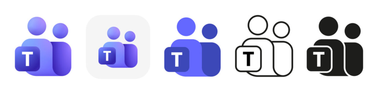 Microsoft teams new 2026 logo icon set, updated Microsoft team logotype on transparent bg