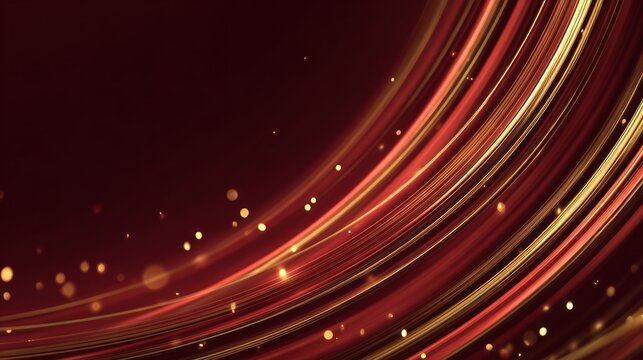 Abstract swirls of red and gold lines