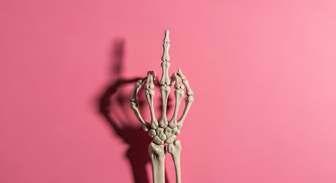 Skeleton Hand Gesture on Pink - A Bold Statement.