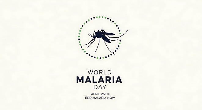 World malaria day logo with a mosquito in a circle on cream background