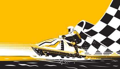 Naklejka premium A man riding a jet ski on the water. Extreme water sports