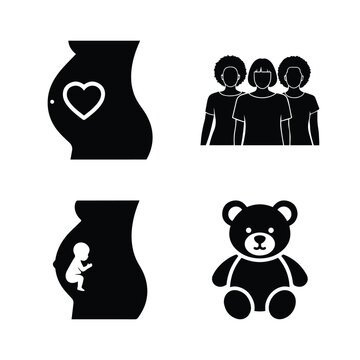 Pregnancy and Childhood Toy Vector Icons
