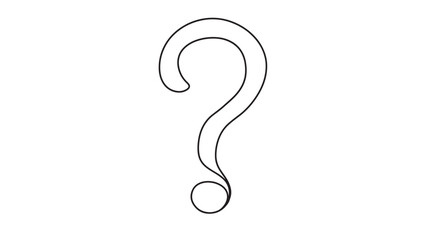 Fototapeta premium Question mark simple outline with a dot at the bottom, representing curiosity or inquiry on a white background.