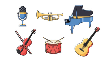 Musical instruments illustration set © Kastara