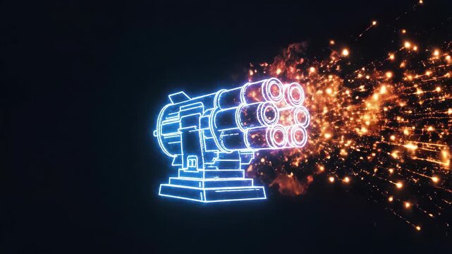 Neon Laser Weapon Firing Animation Sequence.