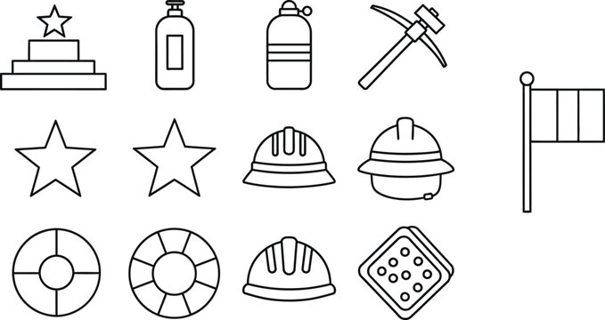 Labor day symbols and icons for workers and tradespeople celebrations