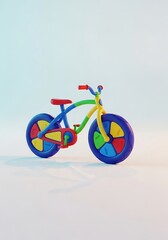 Fototapeta premium Colorful toy bicycle with multicolored wheels and frame
