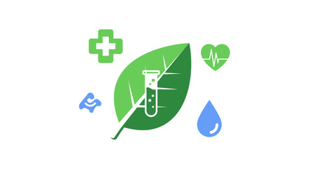 Obraz premium Natural Medicine and Herbal Science Concept with Health and Wellness Symbols