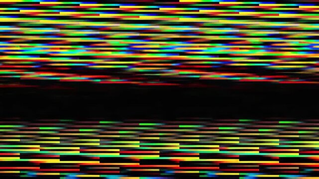 A horizontal stack of multicolored, thin, horizontal lines on a black and white background