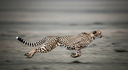 Fototapeta premium Cheetah sprinting on happy easter day in the wild savannah