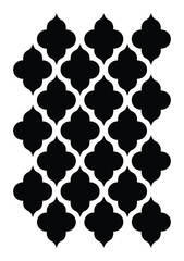 Fototapeta premium Abstract pattern of overlapping quatrefoil shapes in black, repeating decorative motif, seamless geometric background for design