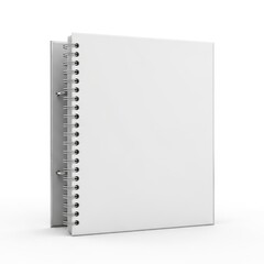 A white spiral bound notebook on a plain white background