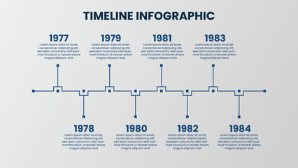 Timeline infographic template with years isolated on white background