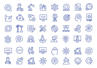 Engineering icon set. Editable line icons. Vector illustration.