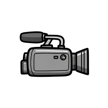 hand-drawn vintage video camera illustration for media and film projects