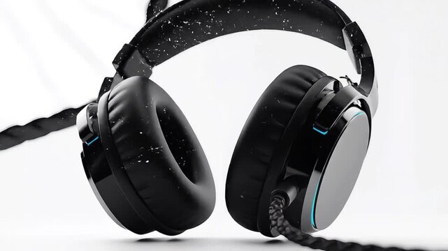 Black gaming headphones with blue lights.