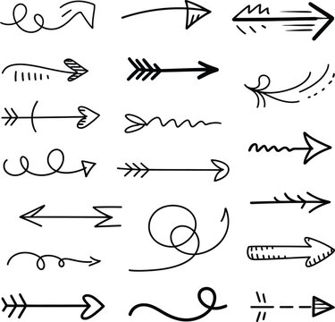 Collection of hand drawn arrows with various designs