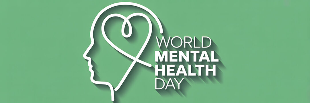 World Mental Health Day graphic with head and heart outline