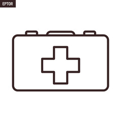 Obraz premium First Aid Kit Icon Line Art - Medical Emergency Supplies Box with Cross