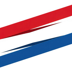 Obraz premium Three horizontal stripes of red, white, and blue representing a national flag isolated on transparent background