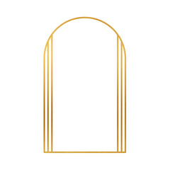 Gold Minimal Arch Frame Outline. Modern Luxurious Gold Aesthetic Background.