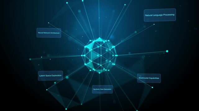 Digital communication. Sphere with lines and dots in an abstract space with pop-up windows. Blue technological background. Business and science concept.