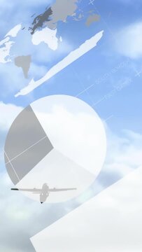 Vertical video: Aircraft approaching as spinning props pie charts and percent scaling for aviation
