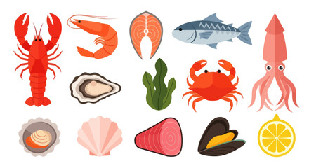 Seafood assortment lobster shrimp fish and more © Lukas