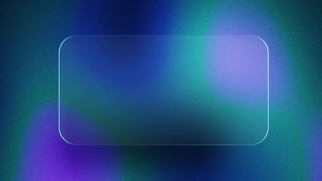Frosted glass empty plate on a grainy gradient seamless looping background. Modern UI design.