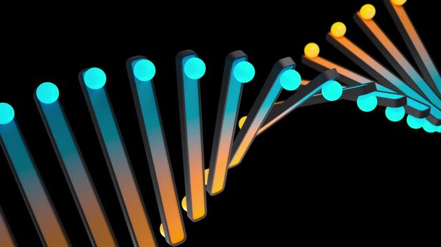 A looping 3D animation of a digital background with rotating neon stripes and rolling balls.