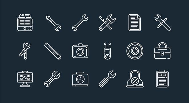 Set of various line art icons