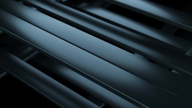 3D animation of intersecting floating stripes. Abstract geometric background.
