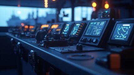 Naklejka premium Marine Dive Control Station Technology On Barge