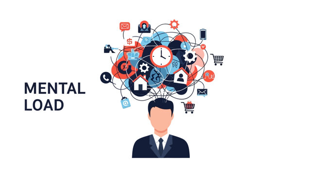 Mental Load: Overwhelmed Professional Juggling Multitasking, Stress, and Information Overload in Modern Life